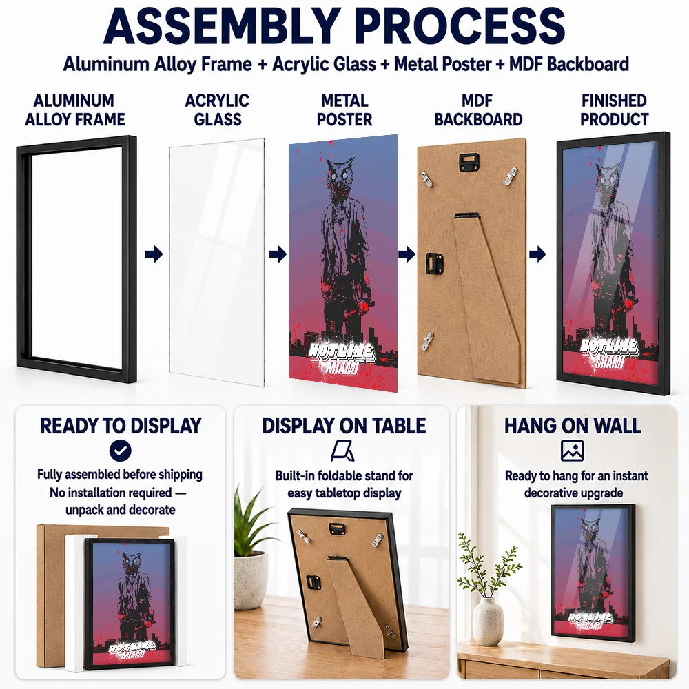Hotline Miami Metal Posters With Aluminum Alloy Frame Personalized Photo Gaming Inspired Wall Art For Computer Room Gamer Gift