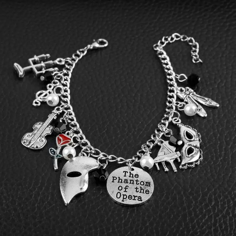 The Phantom Of The Opera Bracelets Mask Dance Guitar Charm Classic Bracelets For Women Fashion Jewelry chram Bangle lovers Gift