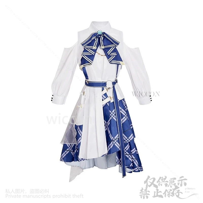 شيراكامي فوبوكي كوسبلاي هولوليف أنيمي Vtuber زي رحلة زرقاء 1st لايف زي أزرق أبيض فستان كاواي لوليتا للهالوين #6