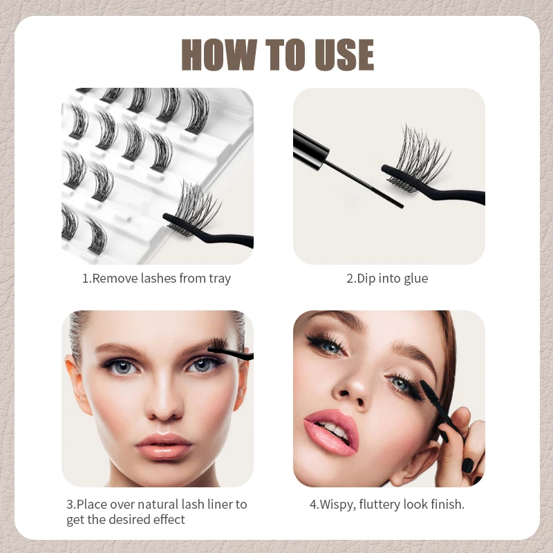 EASITENSION DIY Cluster Lashes 80 PCS Wispy Thick Individual Eyelash Extension Russian Lash Clusters Wide Volume Mink Bundle