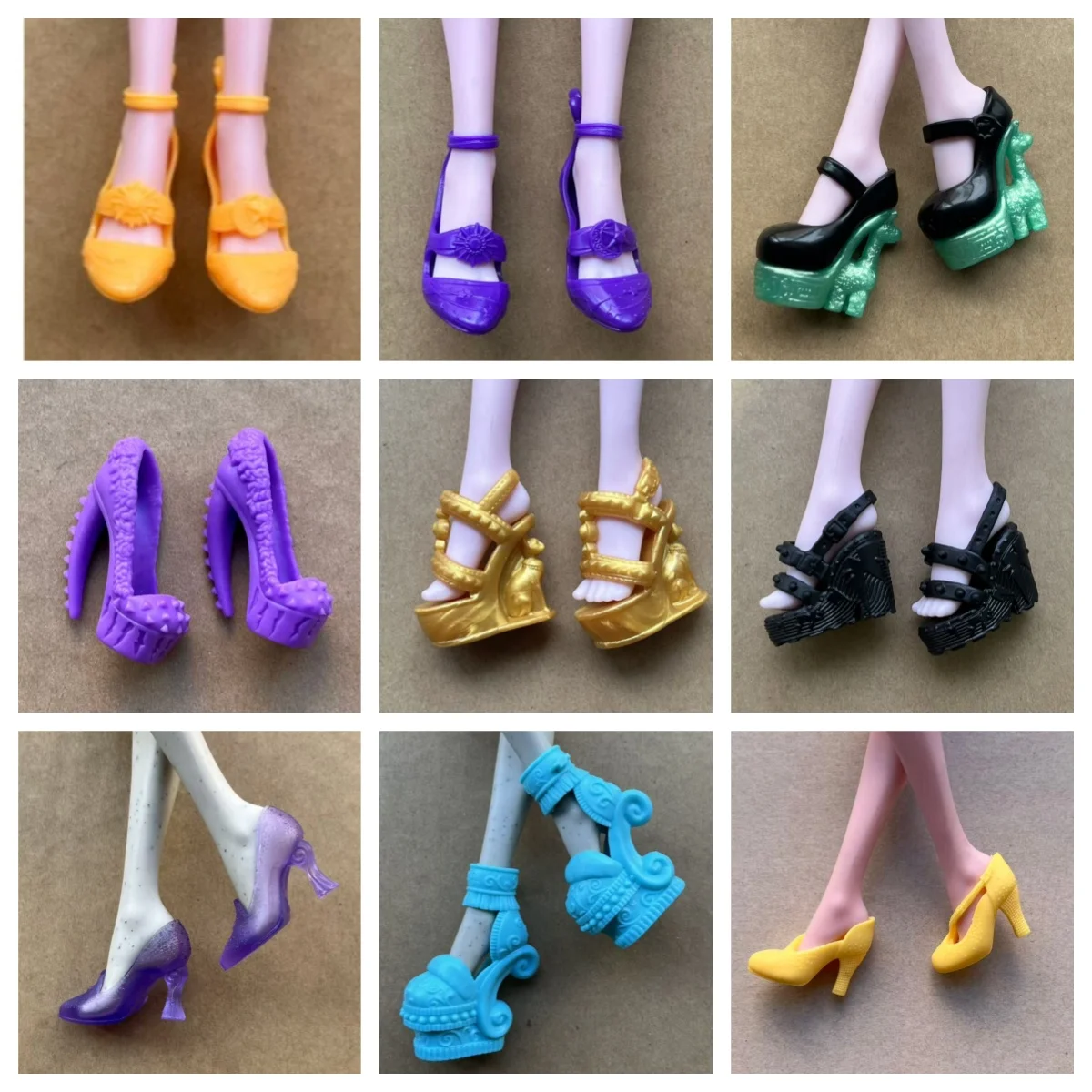 Botas e Sandálias para Bonecas Monstro 1/6, Sapatos Originais Brancos, Pretos e Amarelos, Acessórios de Brinquedo com Personalidade Única para Figuras Colecionáveis