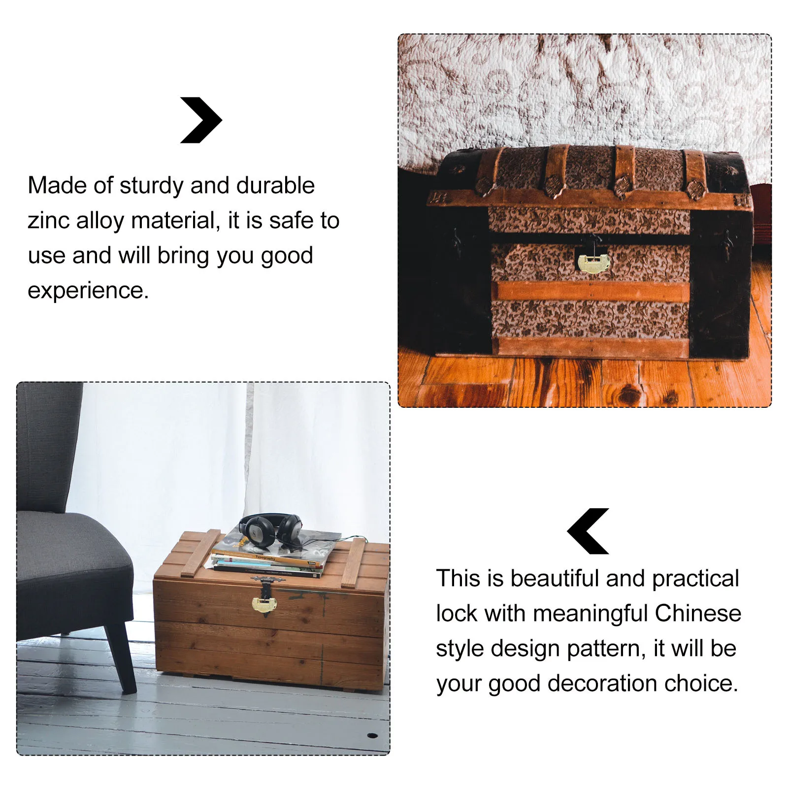 

2Pcs Mini Jewelry Box Lock Retro Latch Vintage Decorative Closure for Gift Case Suitcase Zinc Alloy Clasp