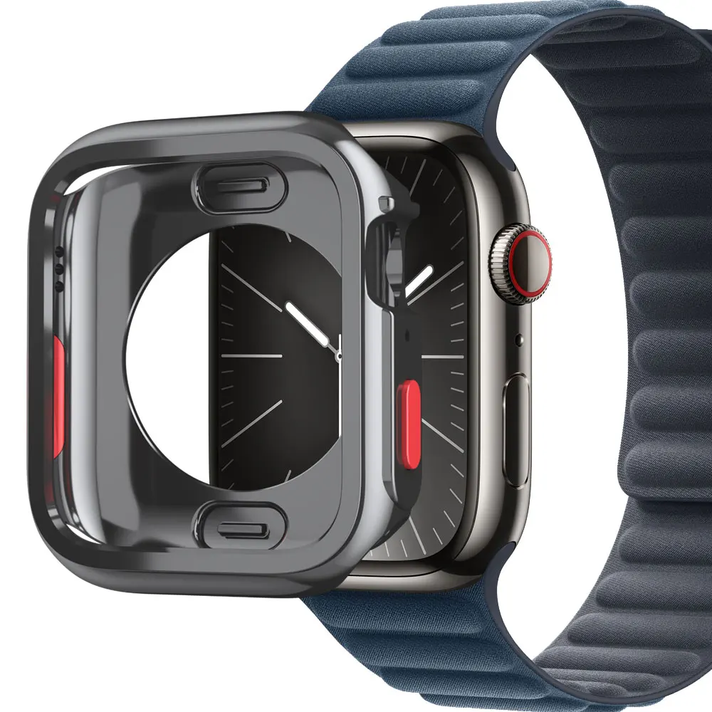 Z miękkiego TPU ekran etui ochronne na Apple Watch 45mm 41mm 44mm 40mm zderzak obudowa ochronna do iwatch serii 8 7 6 SE 5 4