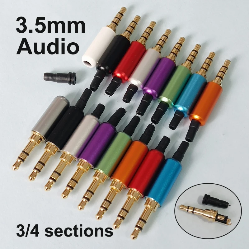 1PCS 3.5mm Audio Connector 3/4 Poles Microphone Headphone Audio Adapter Stereo Connector Repair Cable Solder Wire DIY Male Plug