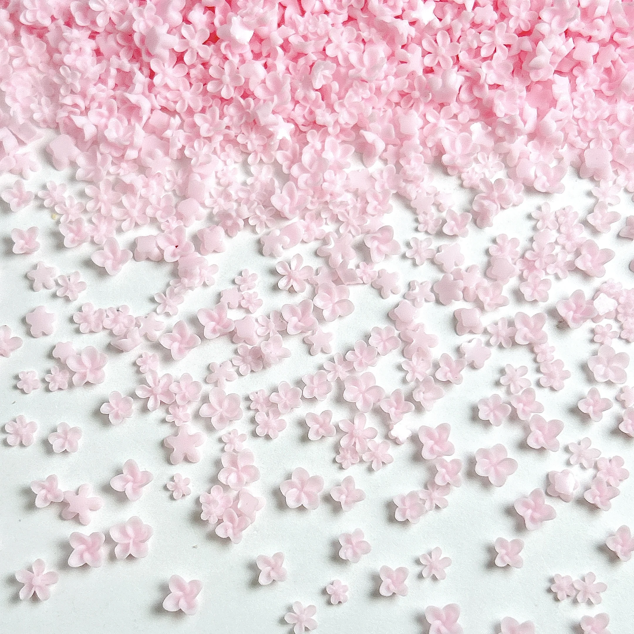 60PCS Sweet Mini Daisy Morning Glory Resin Nail Art Charms 3D Minimalist Pink Series Five-petal Flower Nail Decorations DIY Nail