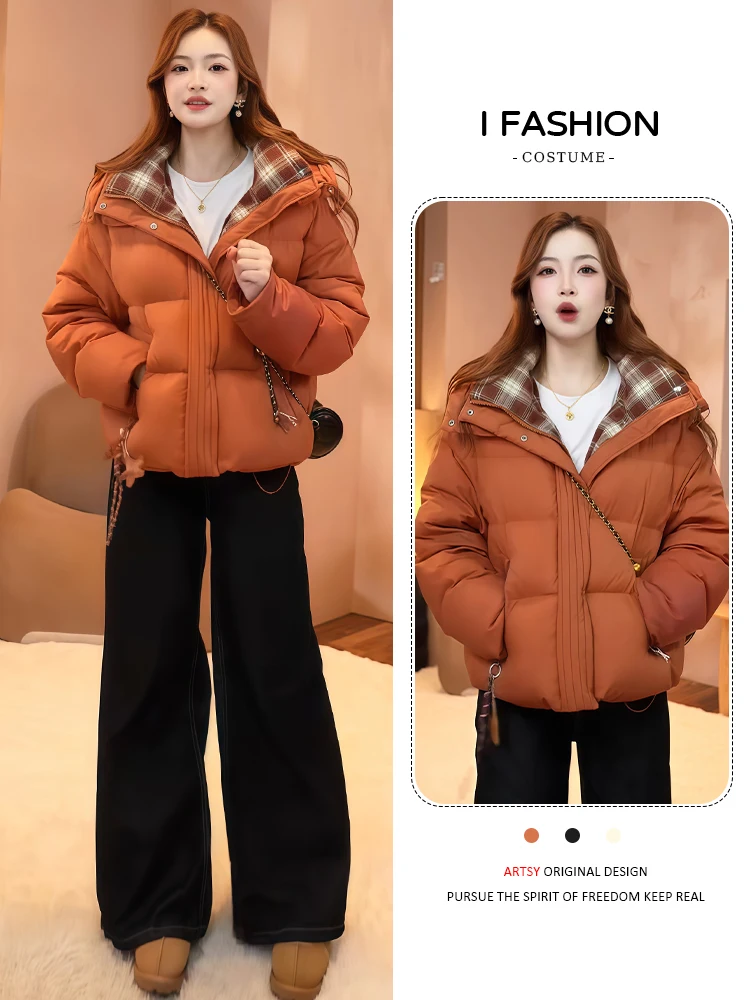 Thiened 겨울 자켓 여성용 슬리 디자인 방풍 따뜻하고 내구성 있는 면 다운 코트 레이지 슬레 출퇴근 패션 한국 스타일...