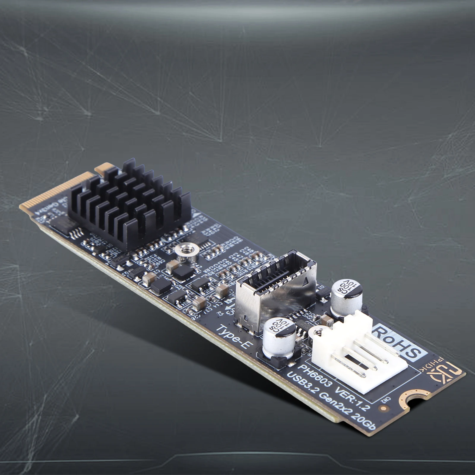 M2 PCIE NVME To TYPE E Expansion Card Riser 20Gbps High Speed M.2 NVME MKEY To USB3.2 Adapter ASM3242 Chipset for Desktop PC