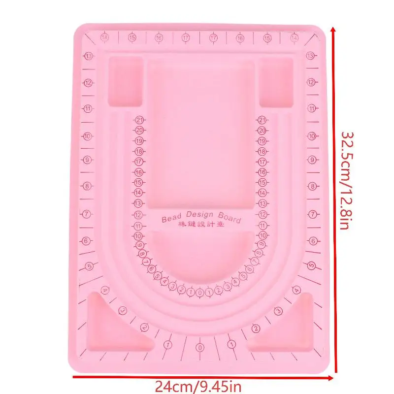 U-förmige Perlen-Designplatte mit Skala, rutschfeste Schmuckherstellungsauslage, DIY-Perlenlayoutplatte für Armbänder, Halsketten und Bastelarbeiten – Detail 11