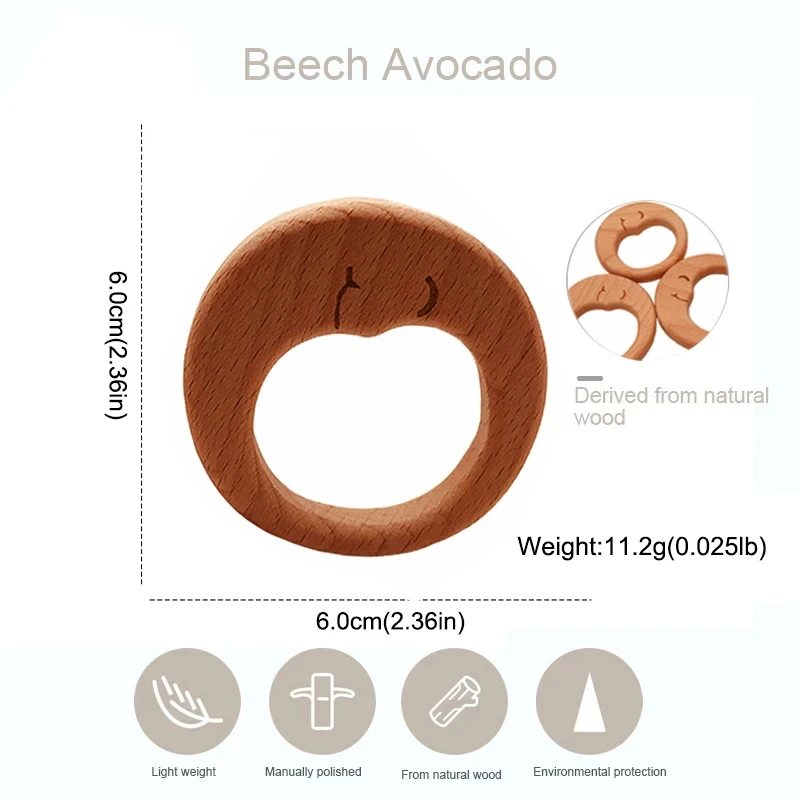 ABCPICK Wooden Beech Round Moon Toys Diy Made Wooden Ring DIY Pacifier Chain Jewelry Making Handmade Accessories