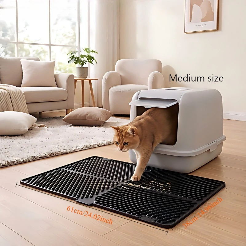 Foldable Silicone Cat Litter Trapping Mat, , Prevents Litter Tracking, Easy Clean Pet Floor Protector Mat