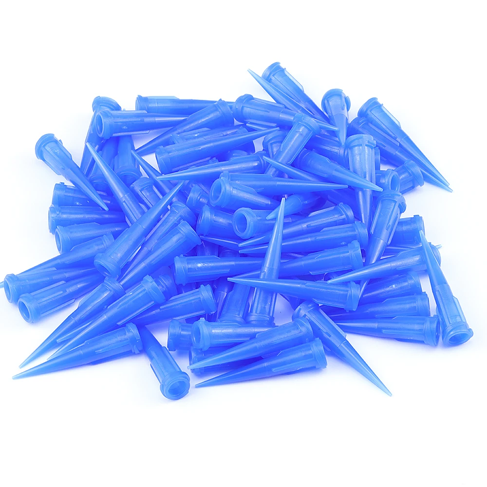 100/300/500pcs 22G TT Plastic Tapered Pinhead Liquid Dispenser Needles Tip Blue Plastic Gle Needle, for Refilling Glue Fluid