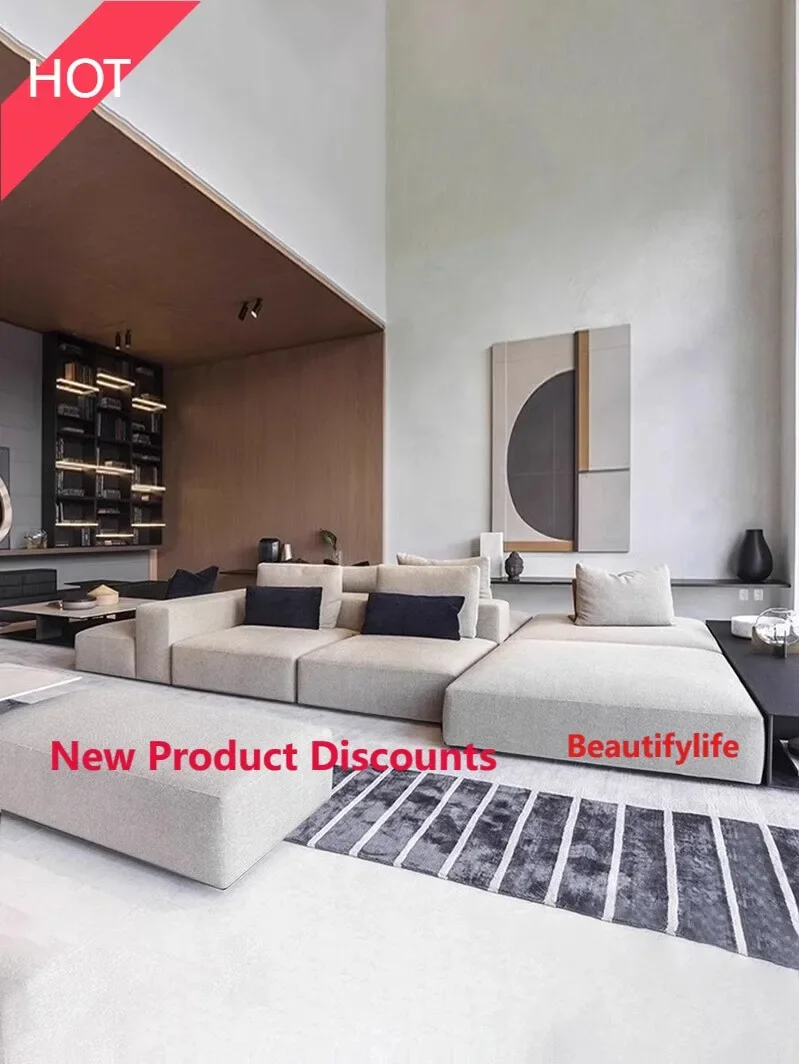 P32 Minimalist double-sided back-to-back, modular combination sofa Modern light luxury horizontal hall large flat square sofa