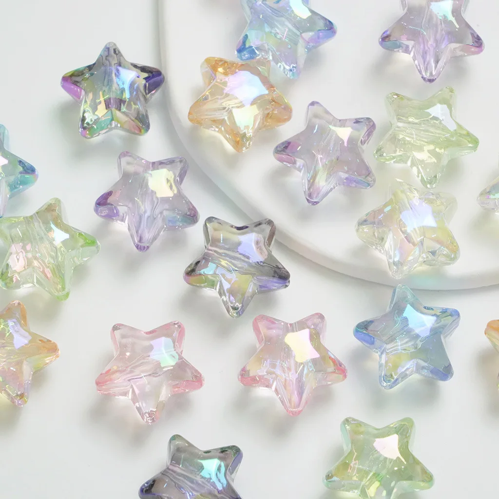 10pcs/lot Colorful Clear Shine AB Acrylic Heart/Star DIY Loose Charm Beads Big Size image 3