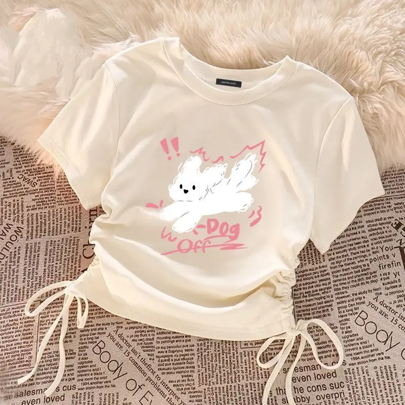 UNITIM Children Girls Short Sleeves Summer Letter Printed Kids Baby Girls T-shirts Round Collar 2-12Yrs Teens Girls Cartoon Tops
