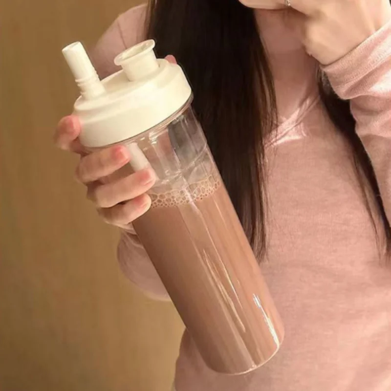 Large Capacity Water Cup Straw Cup DIY Beverage Milk Tea Cup With Lid Non-Leaking Straw Bubble Tea Coffee Cup