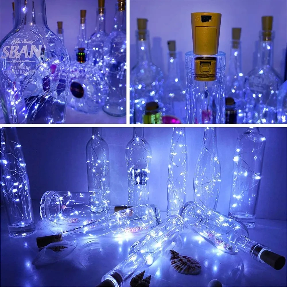 20 LED 10 Packs Wine Bottle Lights Copper Wire Fairy String Light Warm White Bottle Stopper Atmosphere Lamp for Xmas Holiday