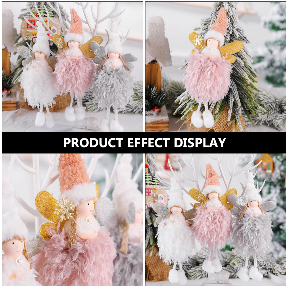 

3 Pcs Angel naments Christmas Tree Hanging Decor Home Party Yard Festive Gifts Cloth Pendant Accessories