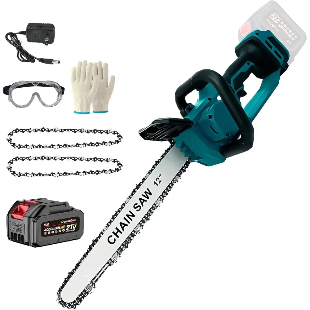 

12-дюймовая бесщеточная электрическая цепная пила | Легкая, портативная, мощная, безопасная конструкция поручня | Питание от литиевой батареи 20 В с