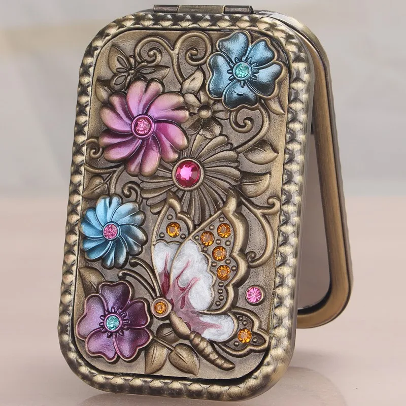 Russia rectangular double small mirror creative folding portable mini portable restoring ancient ways makeup mirror mirror