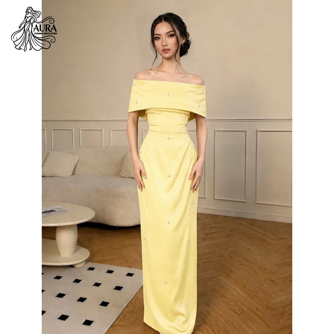 Robes de soirée élégantes Aura Fish Tail 2026, robes de mariée à revers, robes de bal personnalisées avec perles brillantes pour le bal de promo