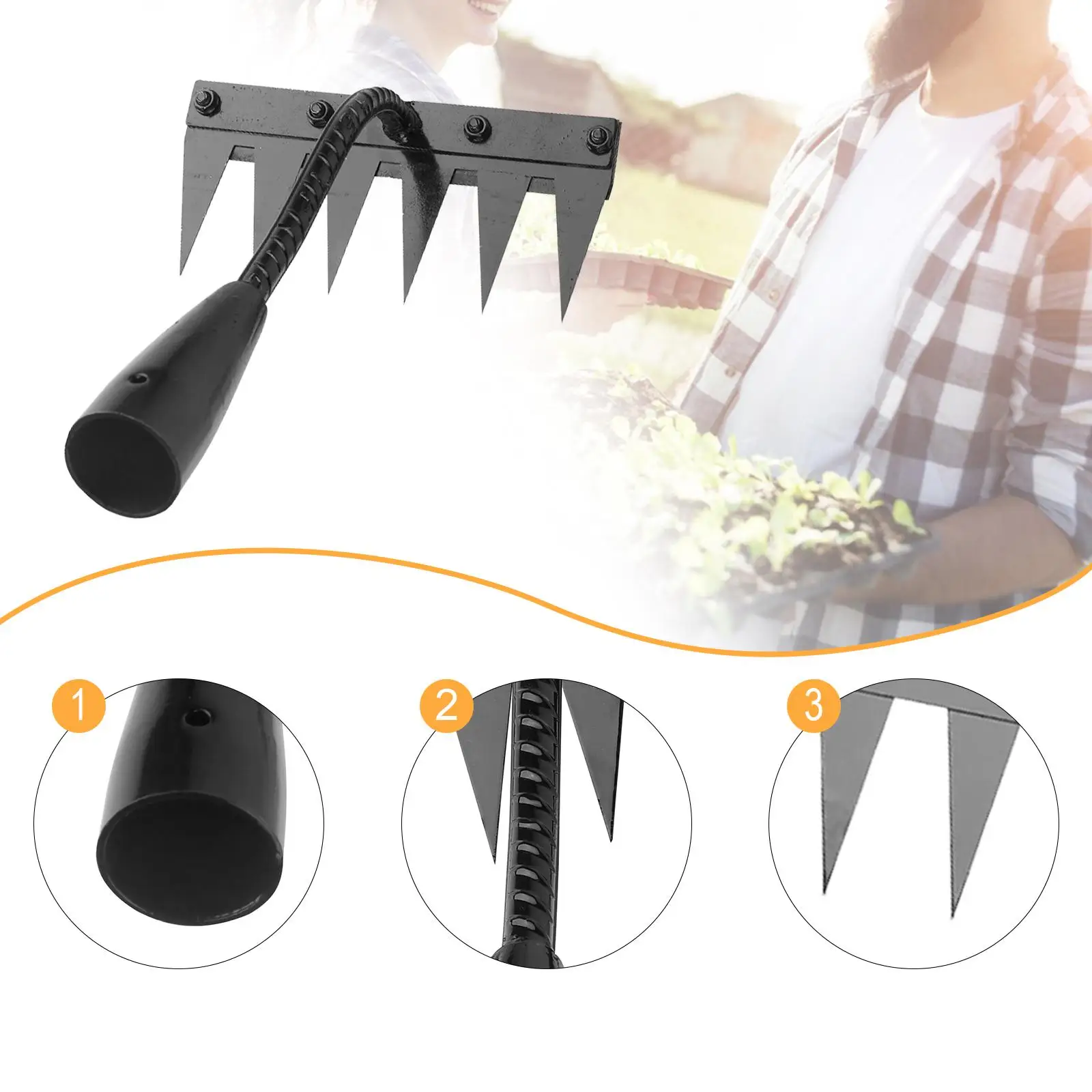 Garten-Unkrautrechen, robustes Handwerkzeug, Gartenrechen aus Metall, einfach zu bedienen, robust, vielseitig, praktisch, für Gartenarbeit, Hof, Hausbesitzer