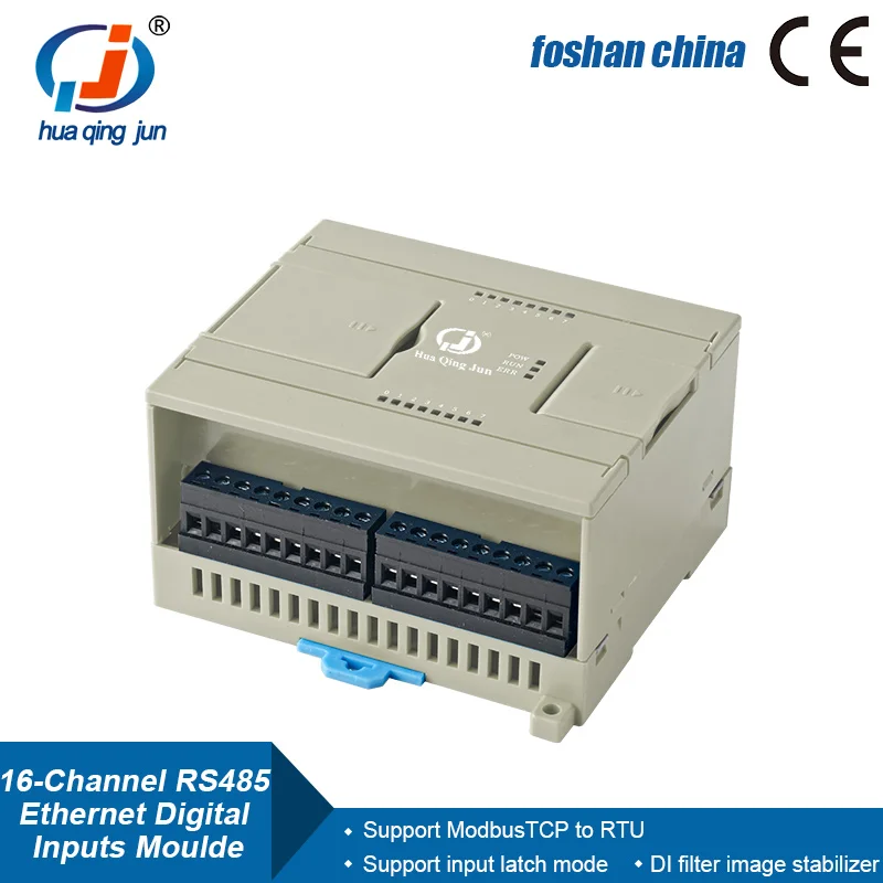 

Huaqingjun 16-Channel RS485 Ethernet Digital Inputs Module Modbus RTU/TCP Data Acquisition RJ45 16DI Module for Greenhouse