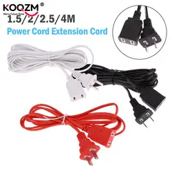 AC Power Cord White Black Line With On/Off Switch Button Cables Wire Two-pin US Plug Cable Extension Cords EU Type Adapter