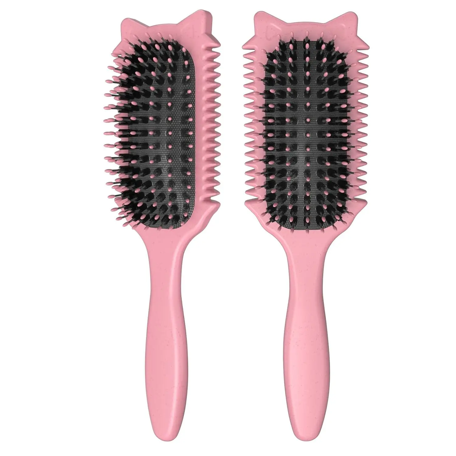 Curl Defining Brush for All Hair Types, Detangles and Enhances Natural Curls with Fun Cat Design, Pink