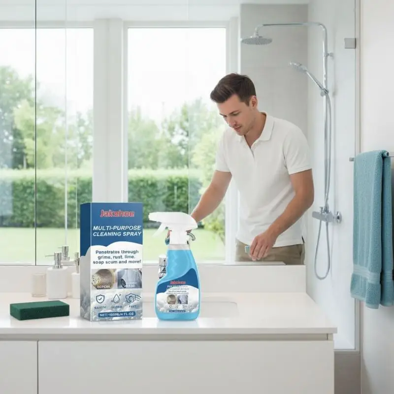 Multi-functional foam cleaner for household use, effectively removing heavy oil stains, dirt, and odors from various surfaces.
