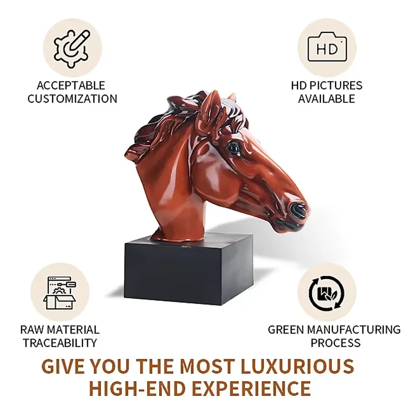 Modern Resin Horse Head Sculpture Light Luxury Home Decor Abstract Animal Statue for Living Room Office Desk Interior Design