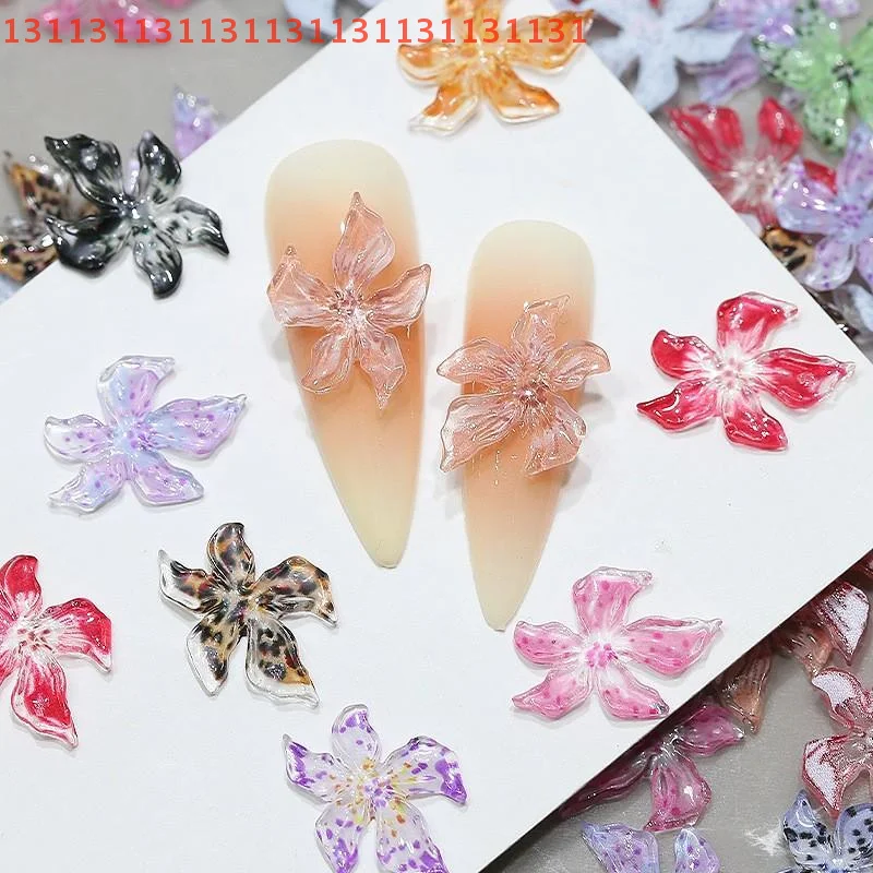 مسمار الفن سحر التدرج الجليد الشفاف هلام الزنبق مسمار الفن الديكور DIY بها بنفسك مانيكير جزء 20 قطعة مختلط ملون الراتنج زهرة الزنبق #6