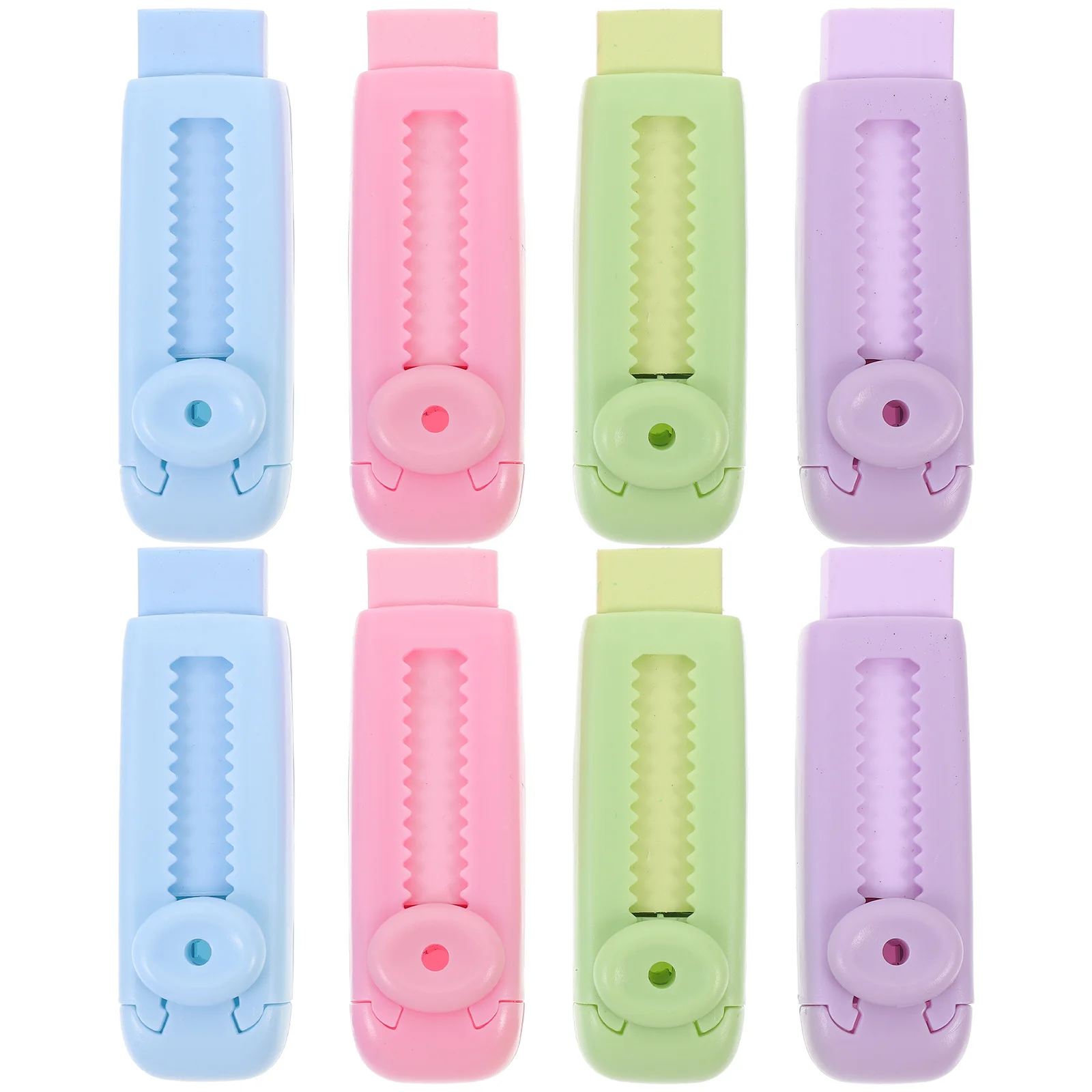 8Pcs Tpr ABS Retractable Erasers Fun Design Eraser for Students Writing Correction School Exam Stationery Essentials