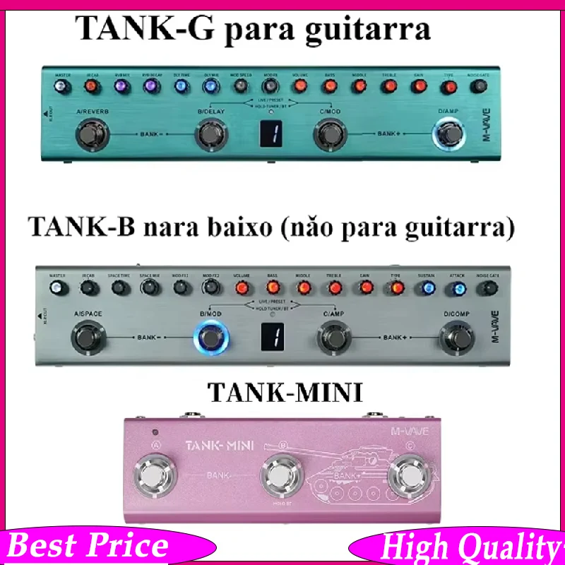 M-VAVE Tank-G/B Guitar Multi Effects Pedal Rechargeable 36 Preset 9 Preamp Slots 3 Modulation/Delay/Reverb Digital Effects Pedal