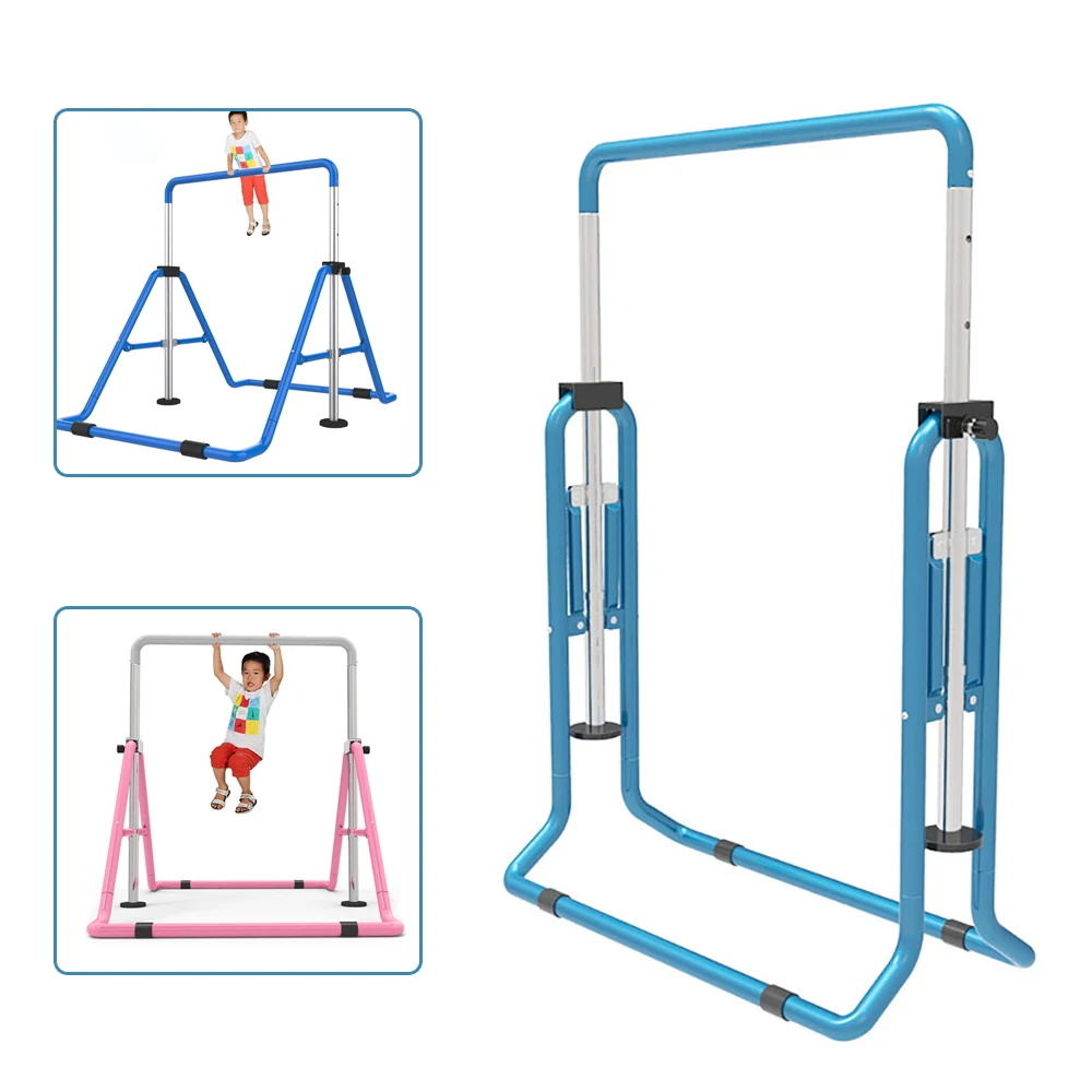 Junior Kid Training Bar Horizontal Gymnastics Bar Indoor Sports Adjustable Blue/Pink Children Home Play Bars