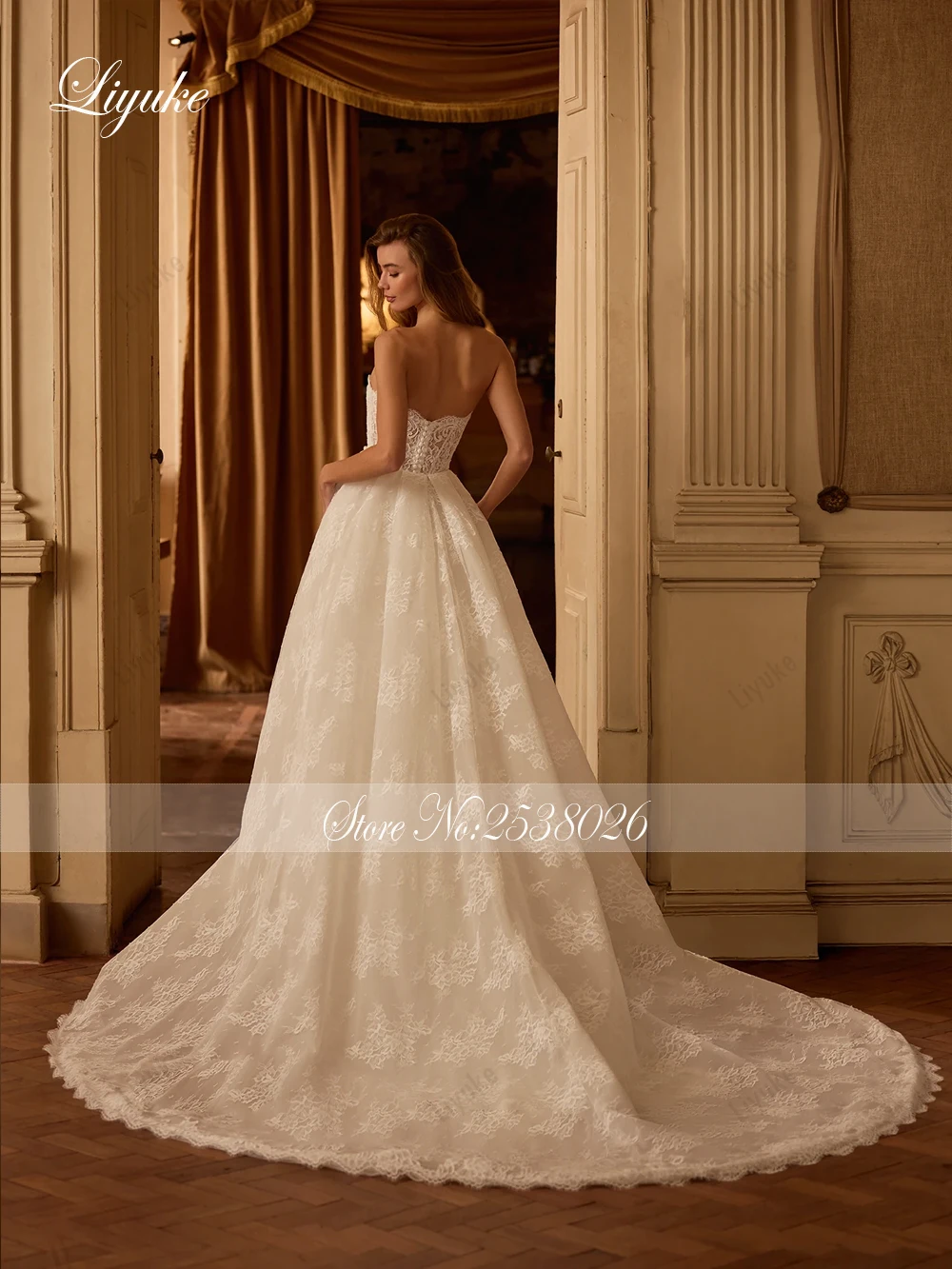 Liyuke Custom Made Chic All-Over Lace 2 In 1 Mermaid Bride Dress Off The Shoulder Full Sleeves Boat Neck Trumpet Wedding Gowns