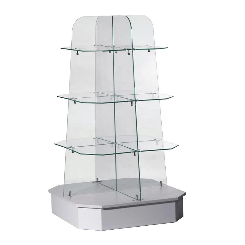 Custom. Custom retail gondola display stand tempered glass shelves