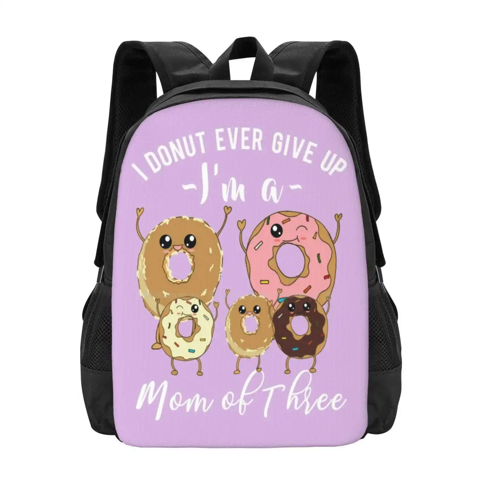 Mom Of Three Mother'S Day Donut Hot Sale Schoolbag Backpack Fashion Bags Mom Of Three Mom Of 3 Mothers Day 3 Children Mothers