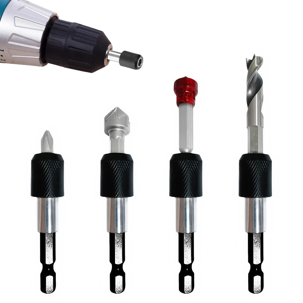 

1 шт., шестиугольный быстроразъемный самоблокирующийся удлинитель, электрическая дрель, быстроразъемный стержень, отвертка, удлинитель, инструмент