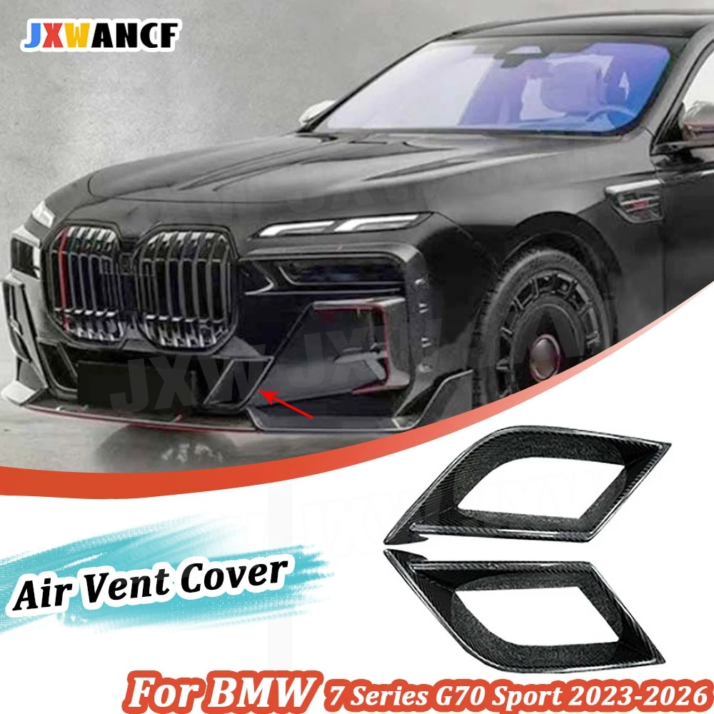 

JXWANCF Dry Carbon Fiber for BMW 7 Series G70 Sport 2023-2026 Front Bumper Air Vent Cover Trims Car Accessories FRP Body Kits