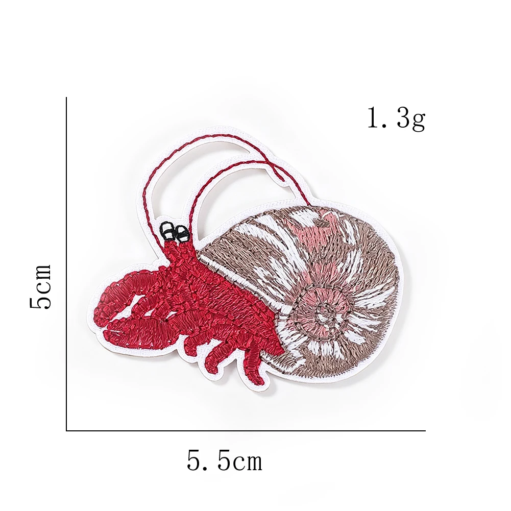 2 Stück Niedliche Meereskrabben-Stickerei-Aufkleber, Aufbügelbare Applikation für DIY-Jacken, Jeans, Hüte, Taschen, Kleidungsdekoration und Accessoires – Detail 3