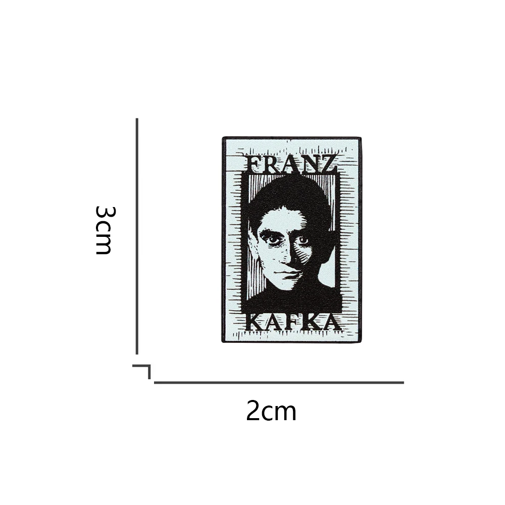 Retro-Charakterfotos, Emaille-Anstecknadel, Franz Kafka-Porträt, Brosche, Romanautor, Prominenten-Accessoire, Abzeichen, modisches Kragenornament, Geschenk – Detail 2