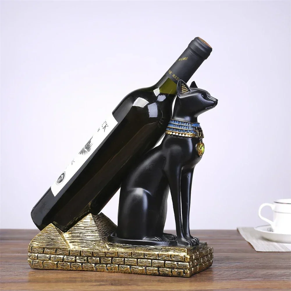 

Resin Egyptian Cat And Dog God Creative Wine Rack Bottle Holder Home Decoration Office Accessories Modern Figurines Interior