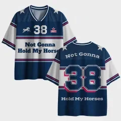 Trending Must‑have V‑Neck Mesh Sports Jersey Top Rated Western Horse Vintage Varsity Stripe 38 Star Print Short Sleeve Tops