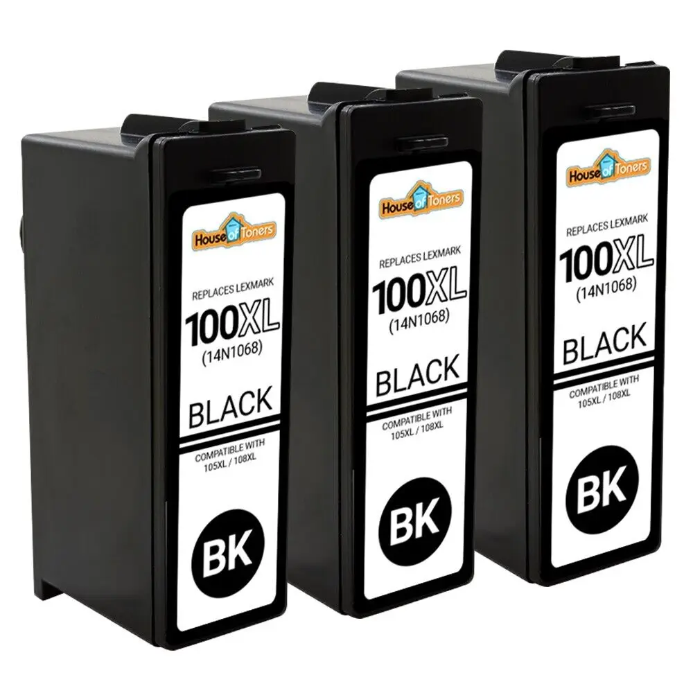 3 100XL Black 14N1068 Inkjet Cartridges for Lexmark PRO 205 705 805 901 905