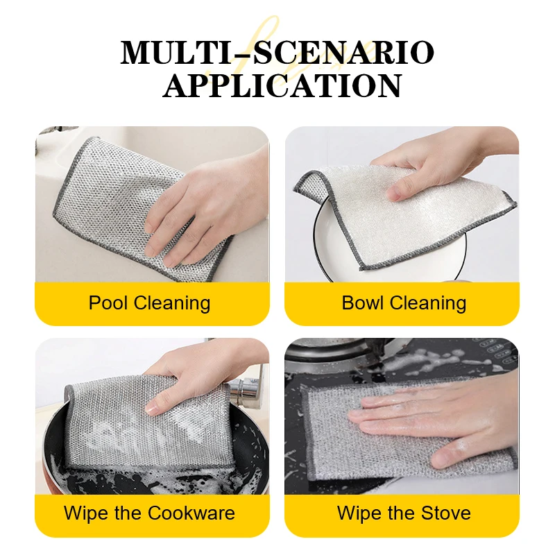 3 قطعة سلك غسل الصحون الخرق وعاء المطبخ عموم غسل الصحون غير خدش متعددة الأغراض قابلة لإعادة الاستخدام تنظيف منصات لغسل الأطباق