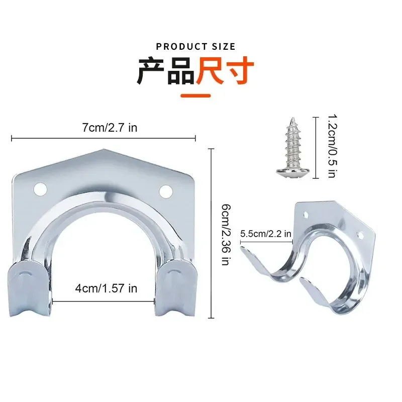 New Heavy Duty Metal Wall-Mounted Rack Double Hook Garden Storage Rack for Shovels Rakes And More Industrial Grade Storage