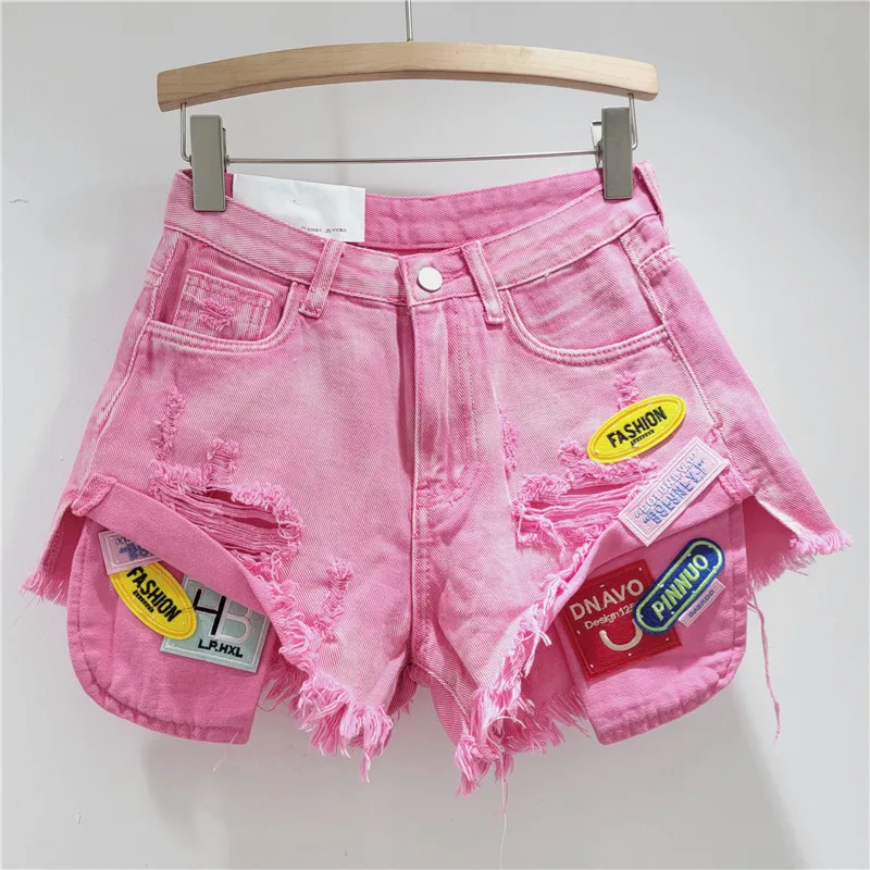 Spice Girls High Street Rough Rim Denim Hot Pants Summer New Skinny Versatile Ripped Shorts Women's Tide  Booty Shorts