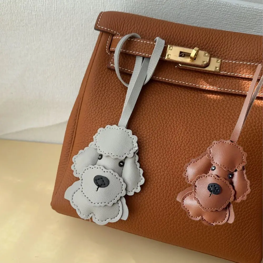 

New PU Leather Teddy Dog Bag Pendant Cute Bear Hanger Keychain Creative Luxury Design Car Keyring Bag Charms Accessories Gifts