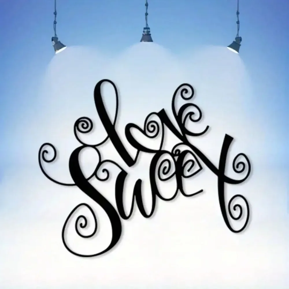CIFBUY Iron Wall Art Love Is Sweet Metal Waterproof Sculpture For Home Entryway Hanging Decor Script Gift
