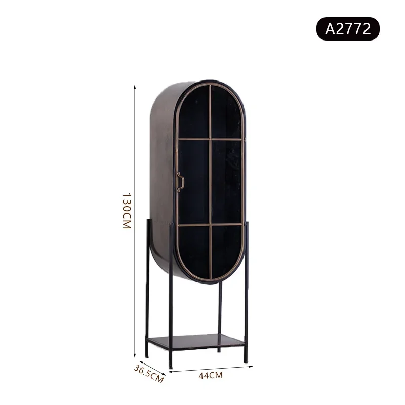 American light luxury floor wrought iron wine cabinet, living room ultra-thin corridor aisle decorative cabinet, household dust